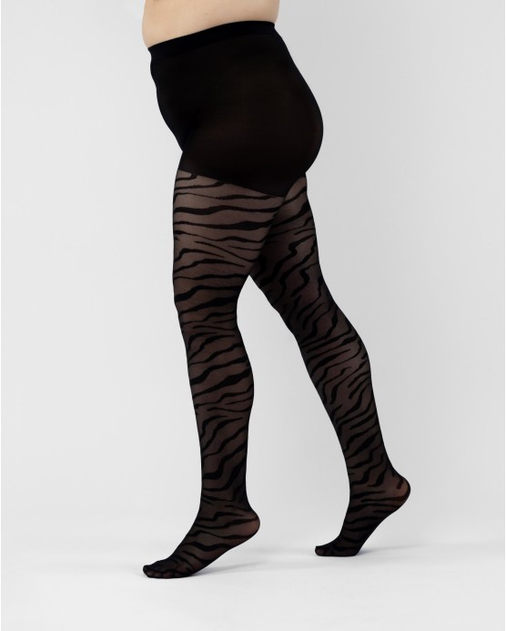 30 Denier Zebra Patterned Tights - Black