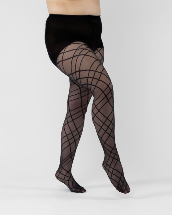 30 Denier Cross Patterned Tights - Black