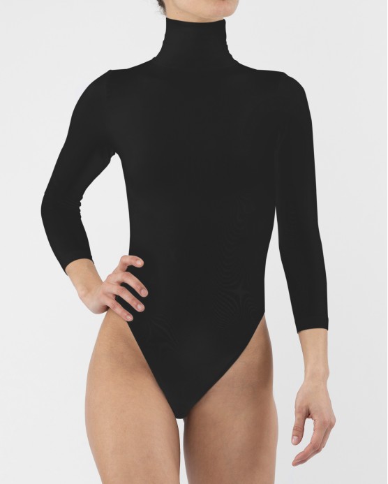 Long Sleeve Turtleneck Bodysuit - Black